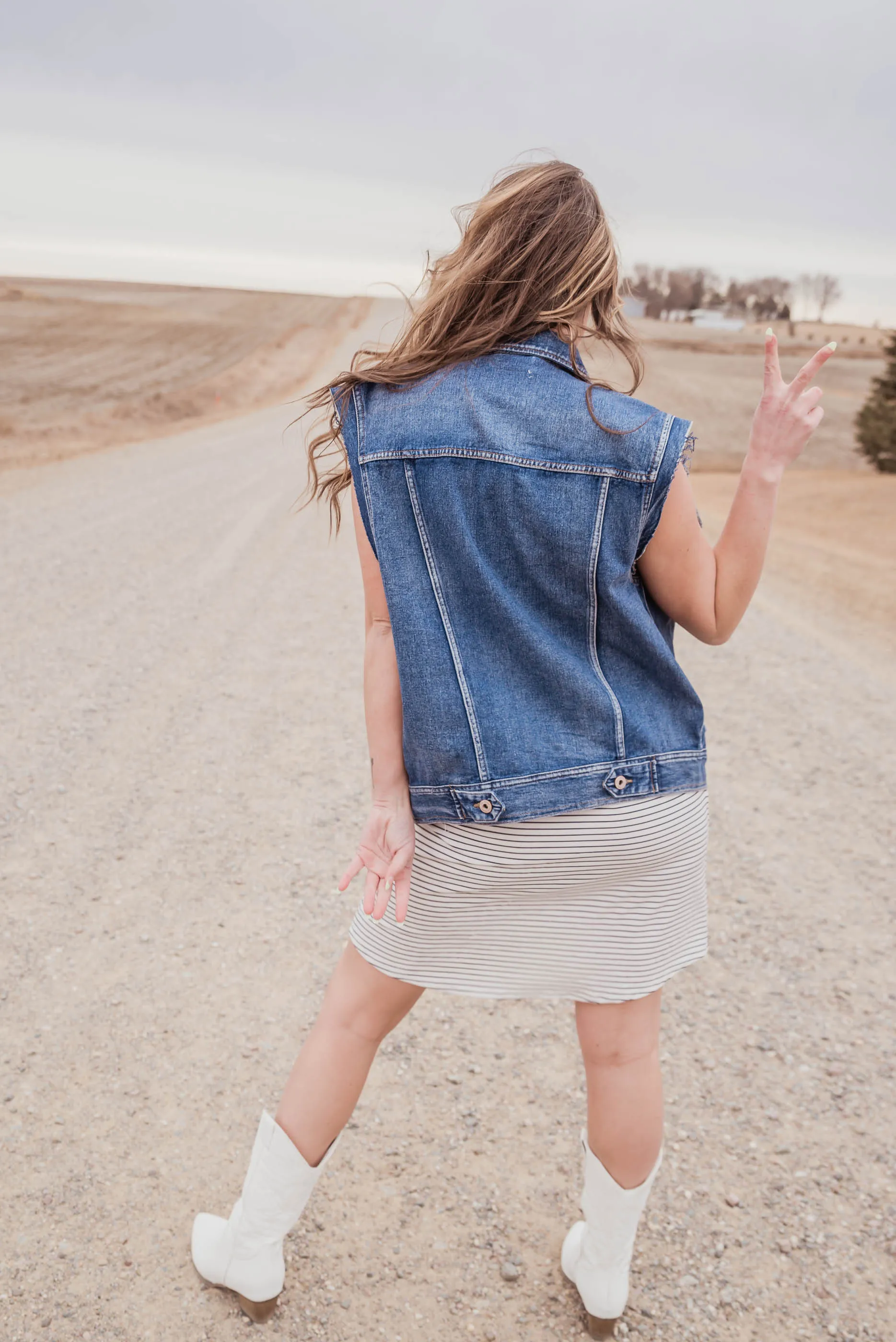 Medium Wash Boyfriend Denim Vest - Final Sale
