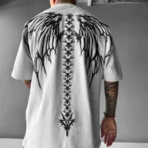 Men's white street style cotton short-sleeved T-shirt