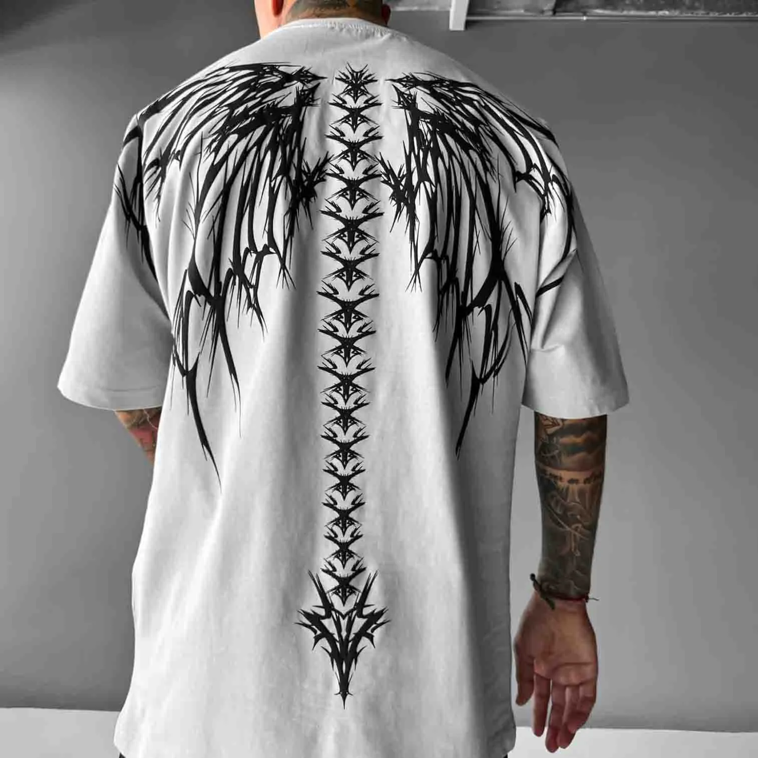 Men's white street style cotton short-sleeved T-shirt