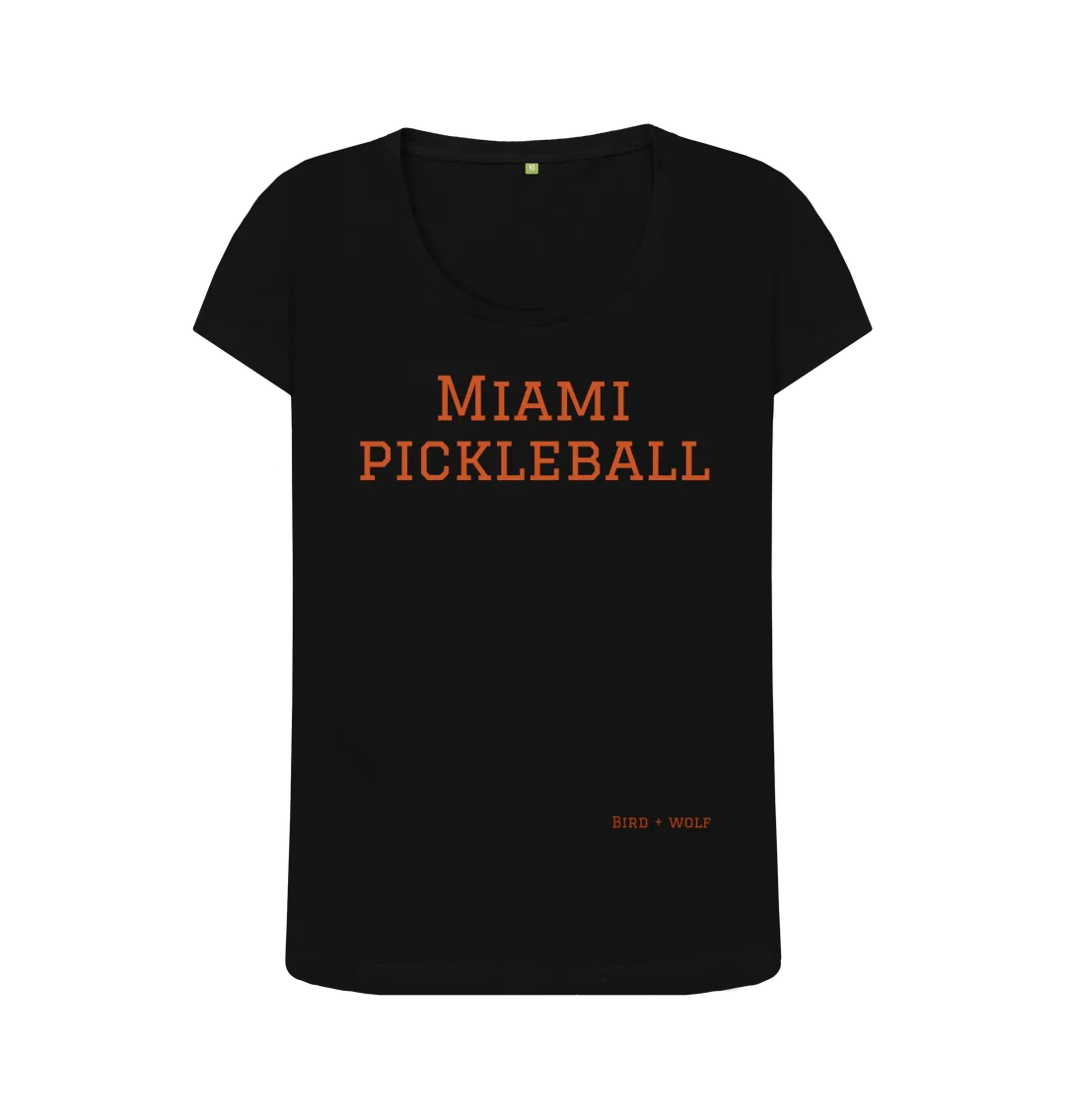 Miami Pickleball Scoop Neck Tee (Brown lettering)