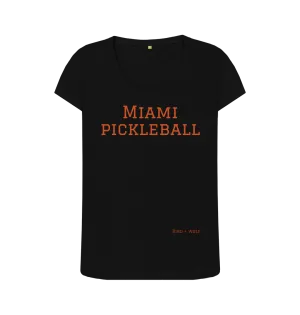 Miami Pickleball Scoop Neck Tee (Brown lettering)