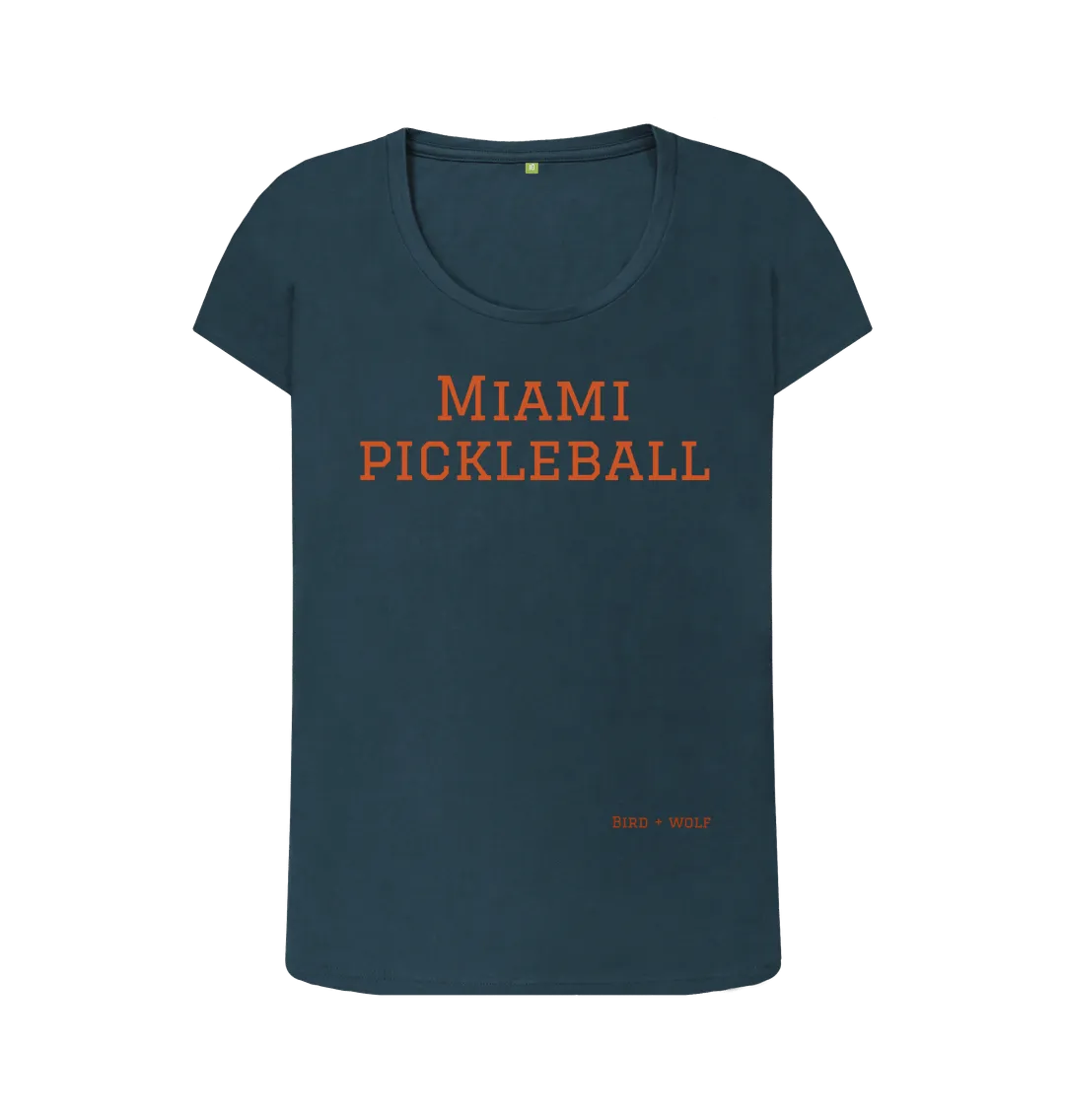 Miami Pickleball Scoop Neck Tee (Brown lettering)