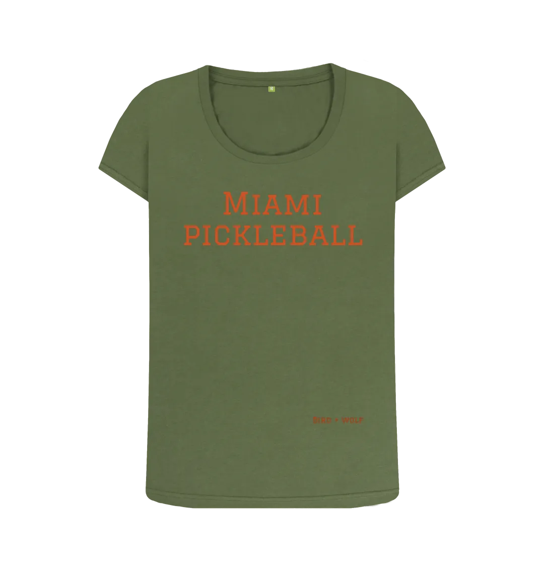 Miami Pickleball Scoop Neck Tee (Brown lettering)