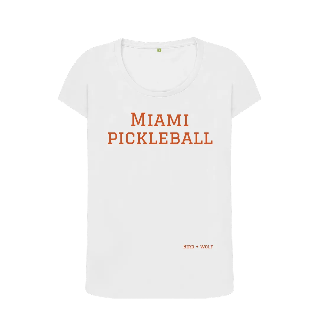 Miami Pickleball Scoop Neck Tee (Brown lettering)