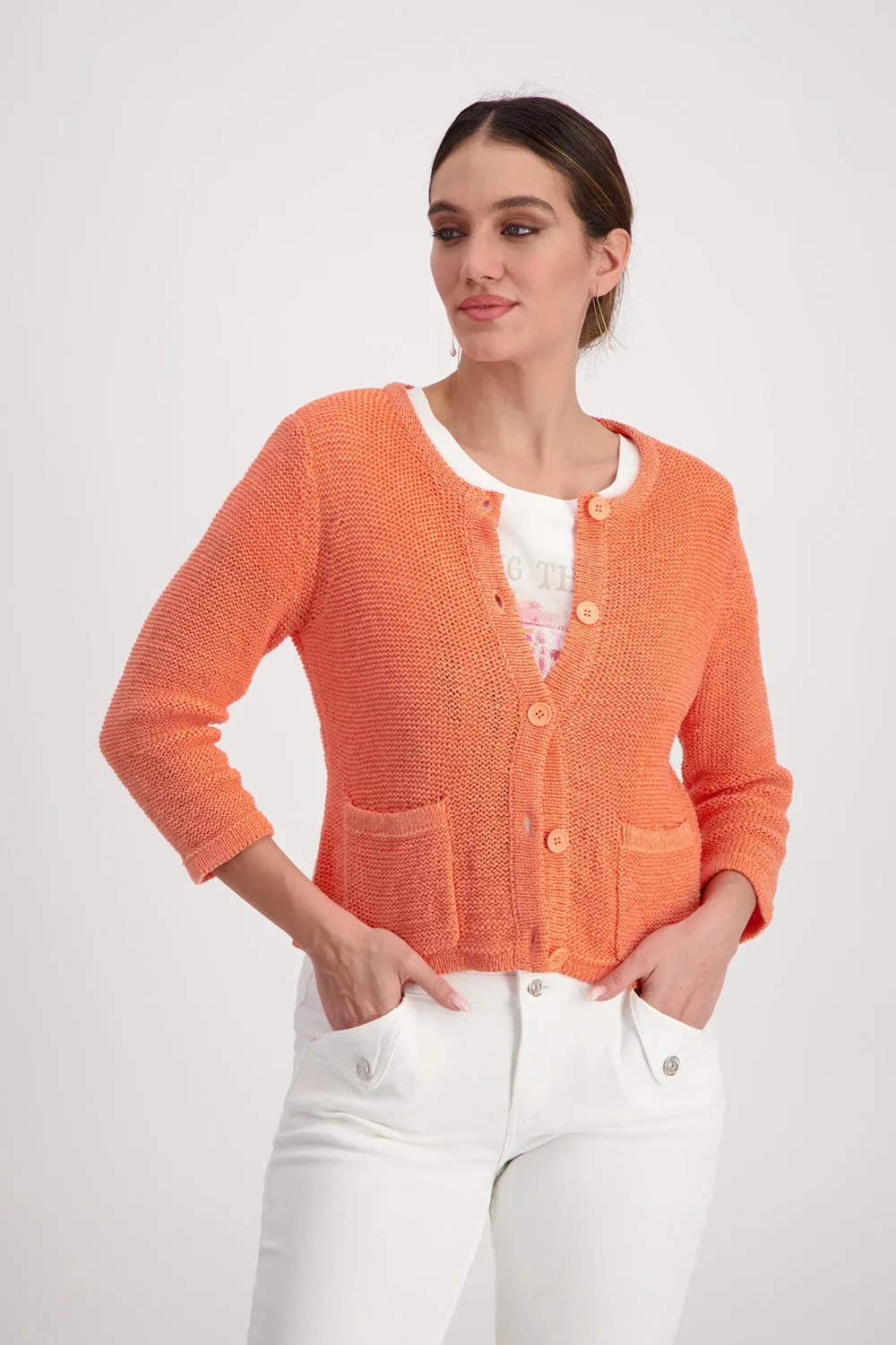 Monari Knit Jacket in Apricot M408927