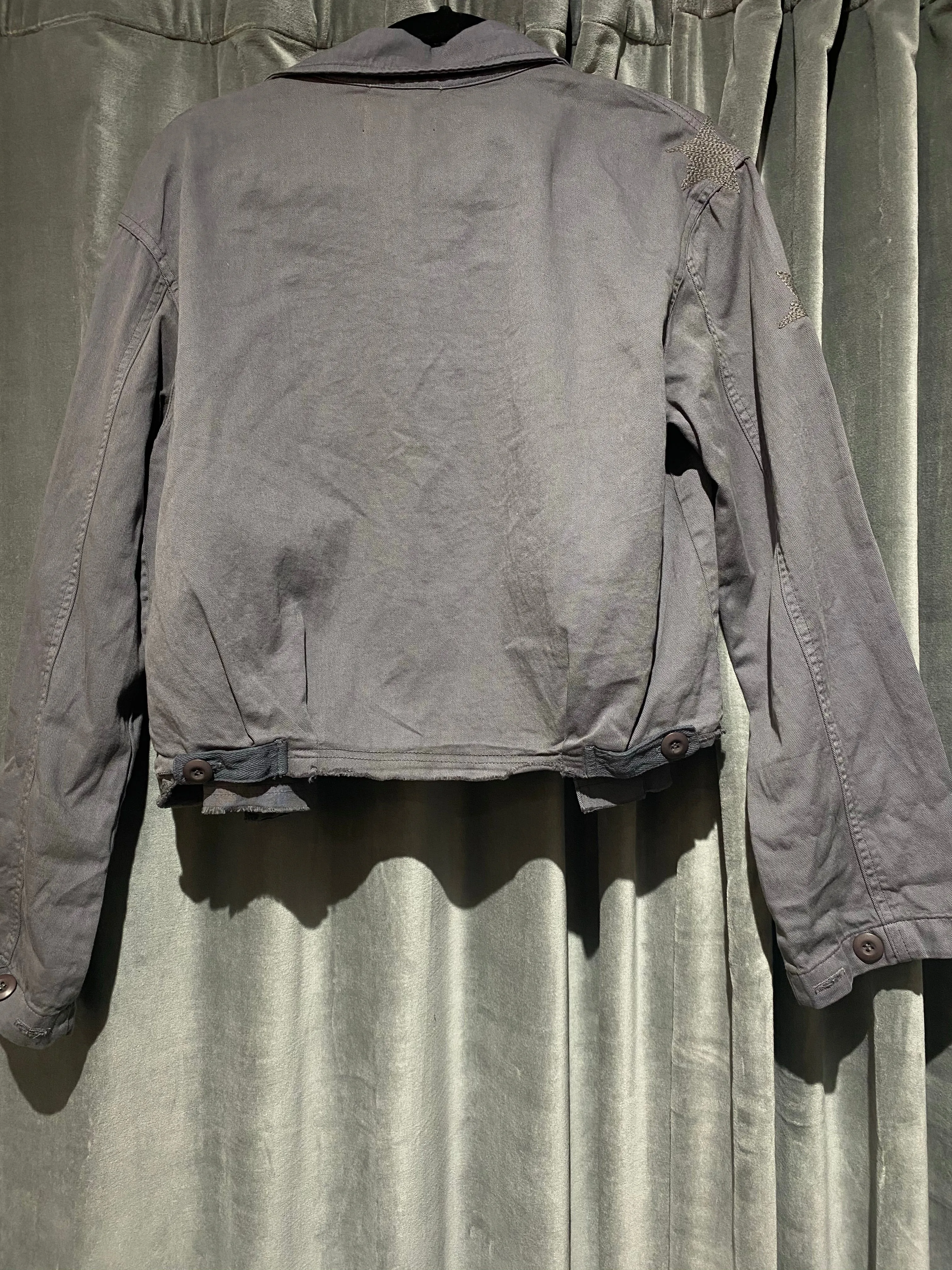 Monrow Grey Button Grey Jacket Shirt with Embroidered Stars