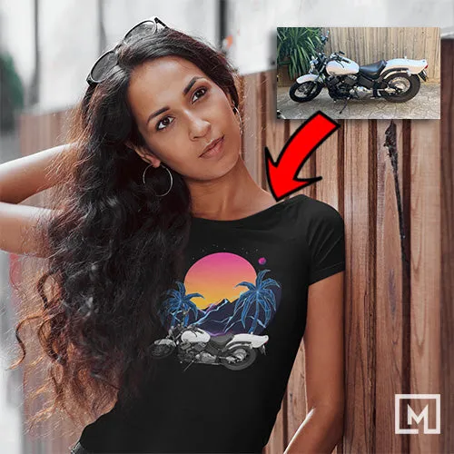 Motorcycles | Custom Print for Women | Fitted T-shirt