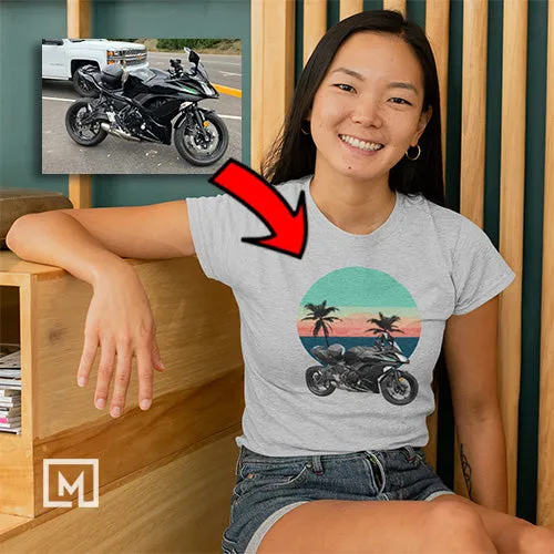 Motorcycles | Custom Print for Women | Fitted T-shirt