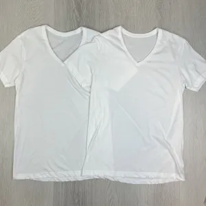 Muji Mens White V-Neck T-Shirt Bundle Size Large (2 T-Shirts)
