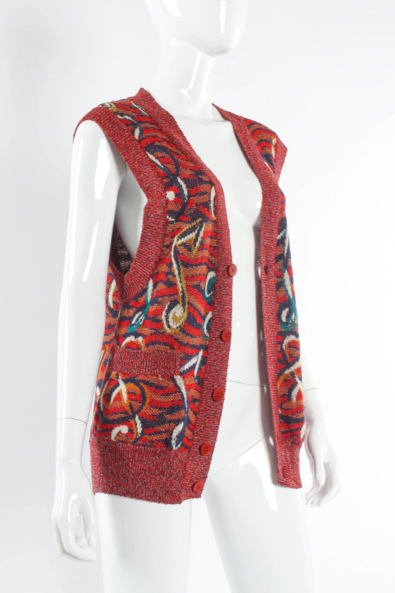 Musical Notes Print Knit Vest
