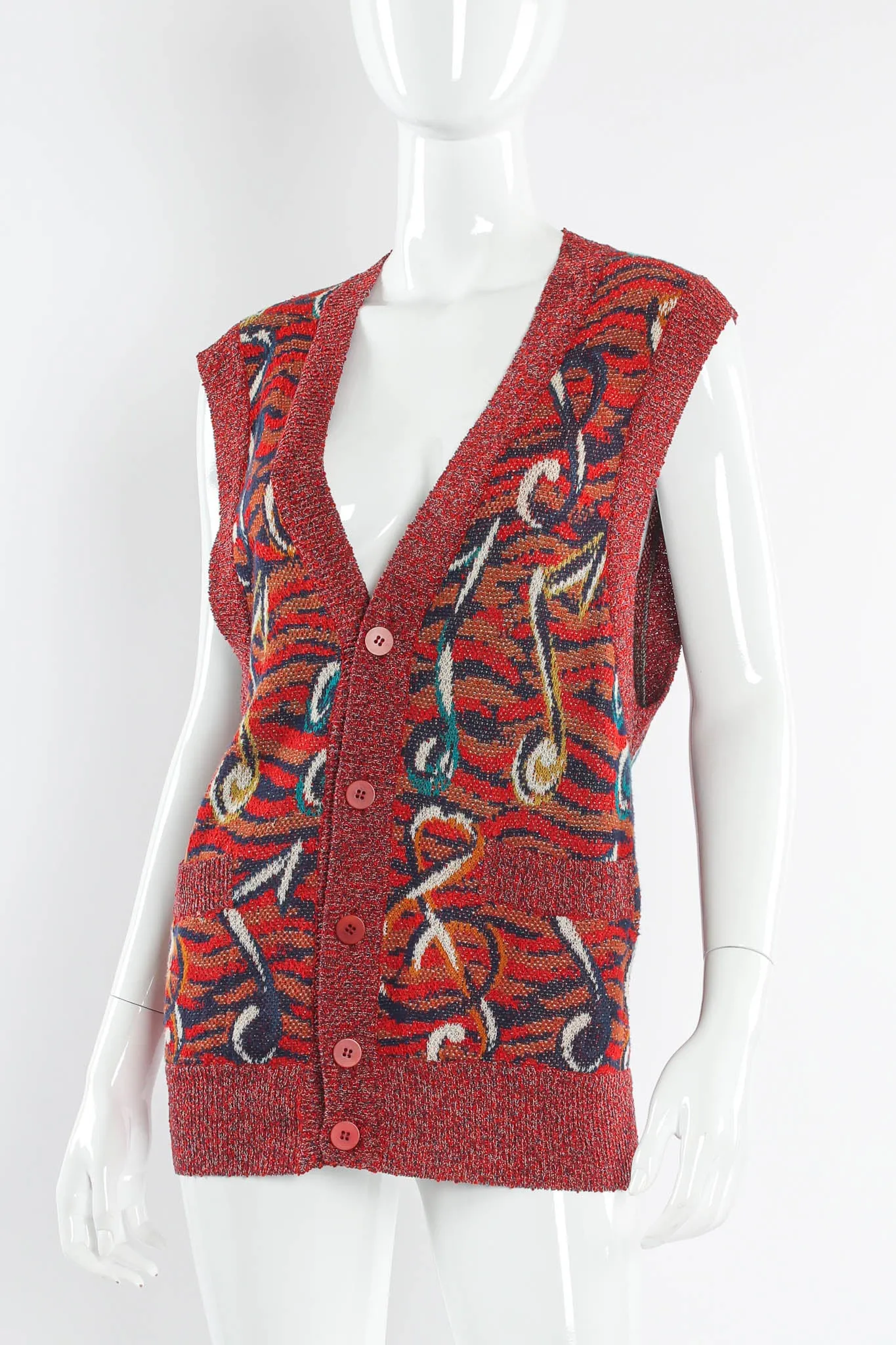 Musical Notes Print Knit Vest