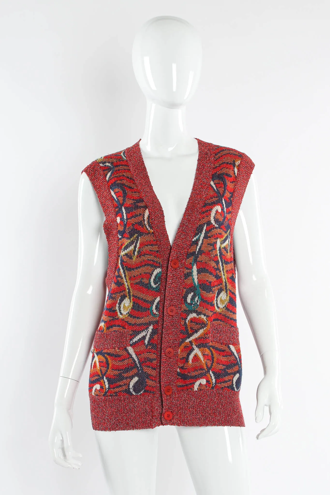 Musical Notes Print Knit Vest