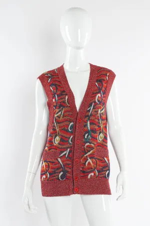Musical Notes Print Knit Vest