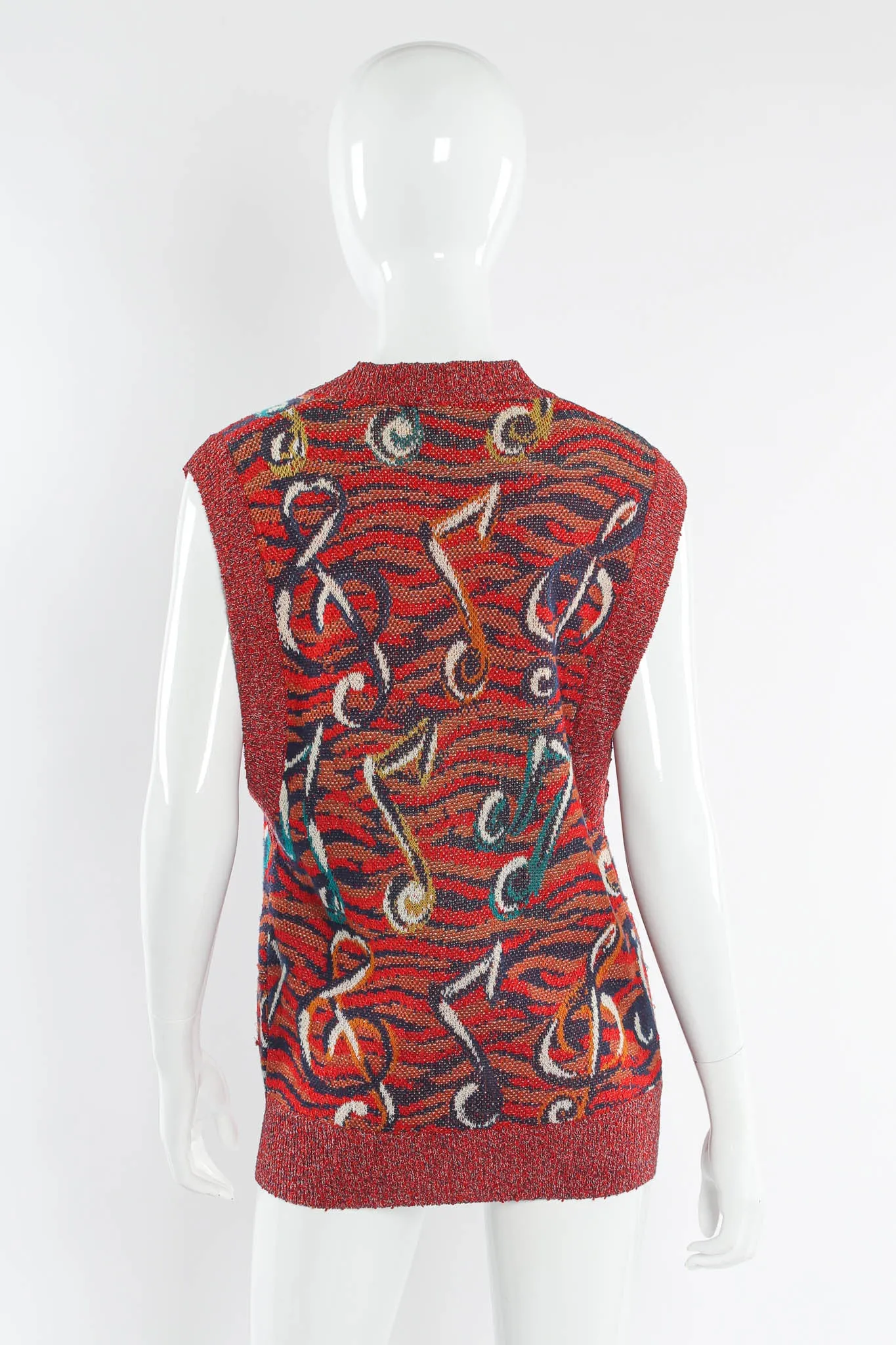 Musical Notes Print Knit Vest