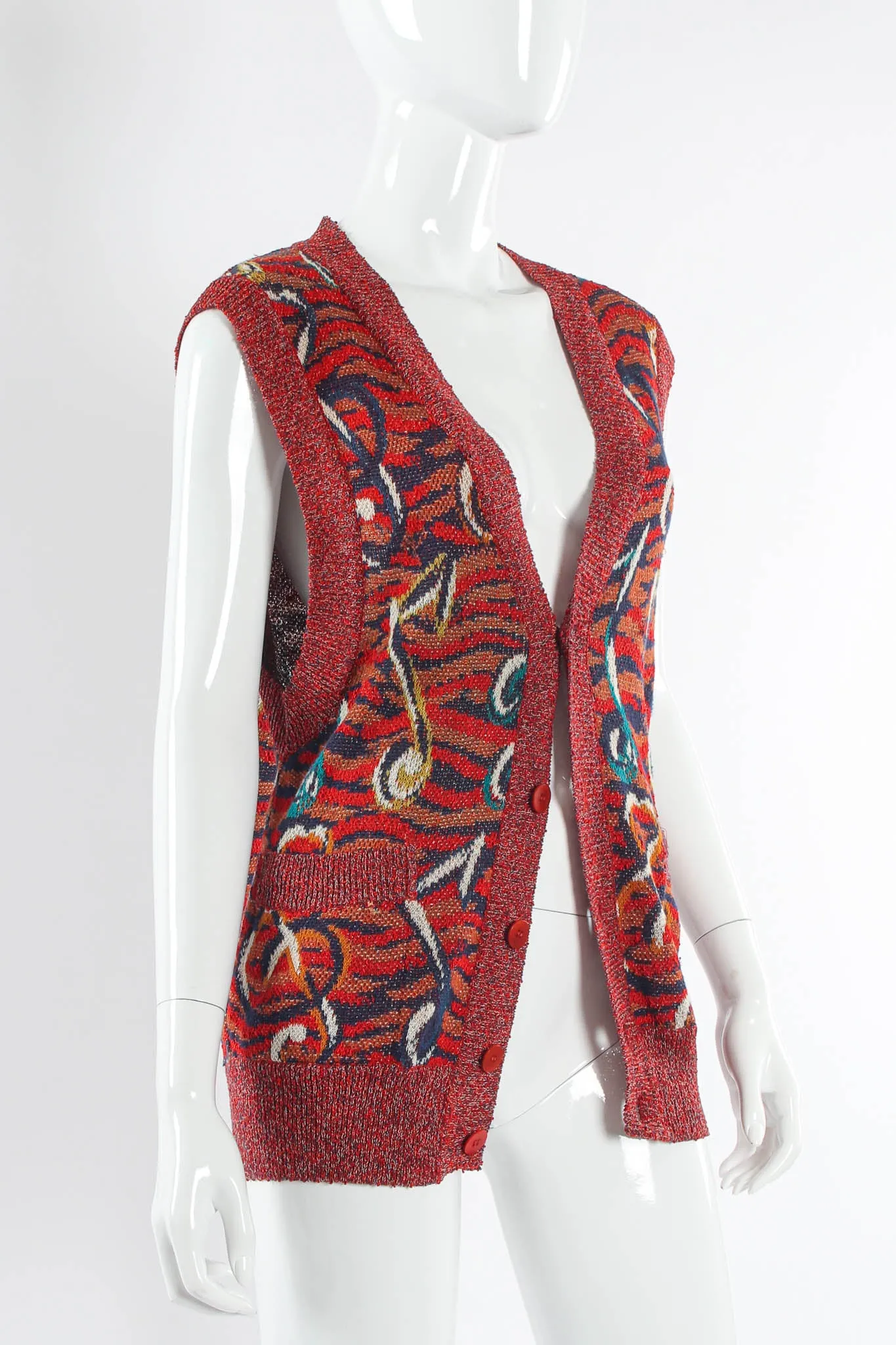 Musical Notes Print Knit Vest
