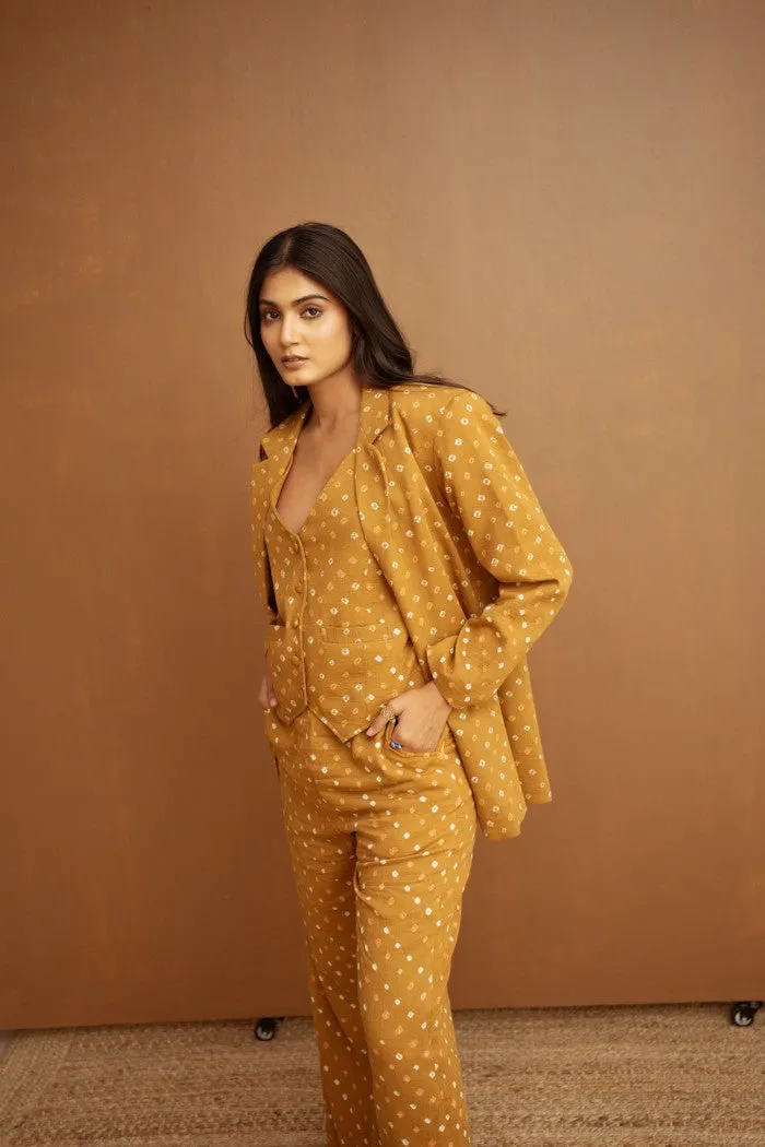 Mustard bandhani waist coat