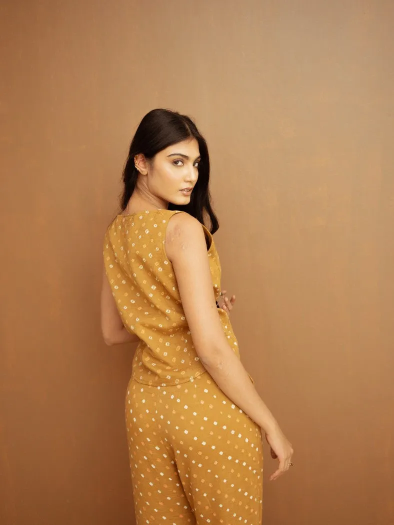 Mustard bandhani waist coat
