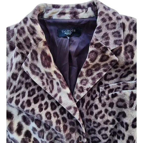 New Vintage Talbots Petite Velour Leopard Print Blazer size 6