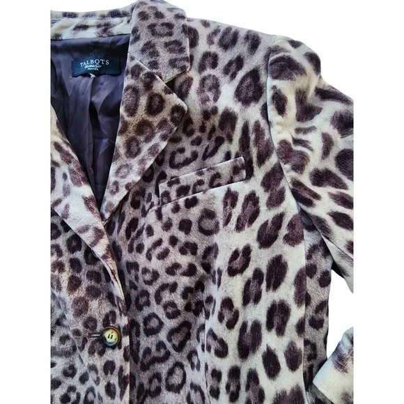 New Vintage Talbots Petite Velour Leopard Print Blazer size 6