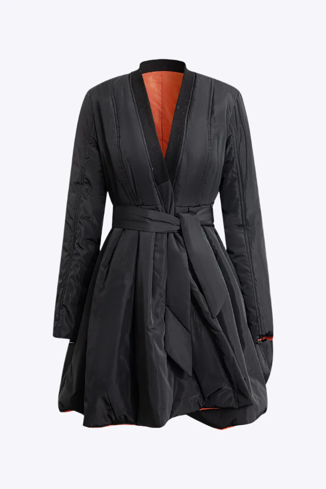 Norma - Cozy Tie Front Design Woman's Puffer Jacket