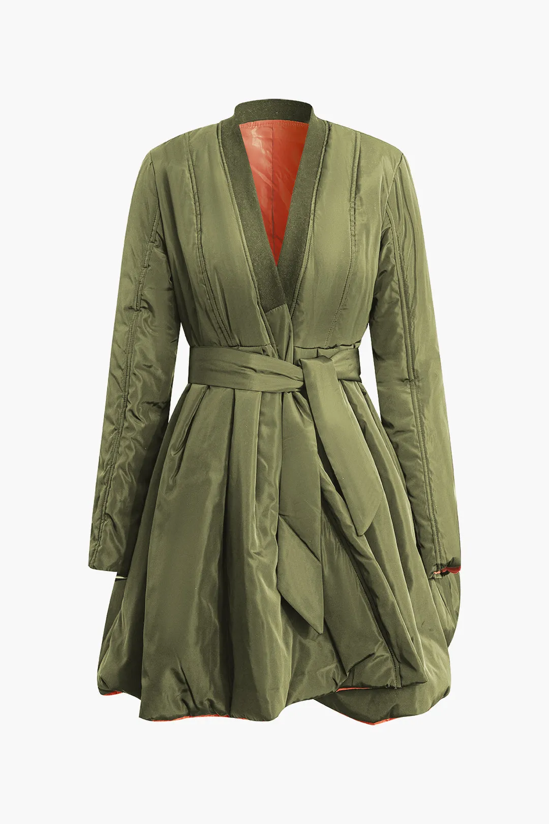 Norma - Cozy Tie Front Design Woman's Puffer Jacket