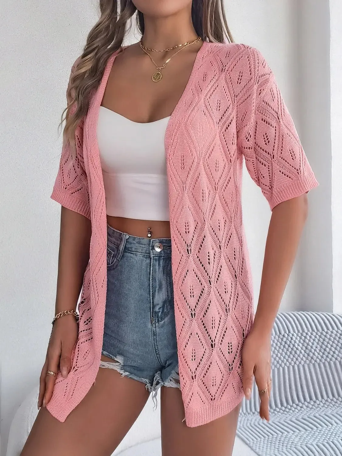Open Front Half Sleeve Cardigan
