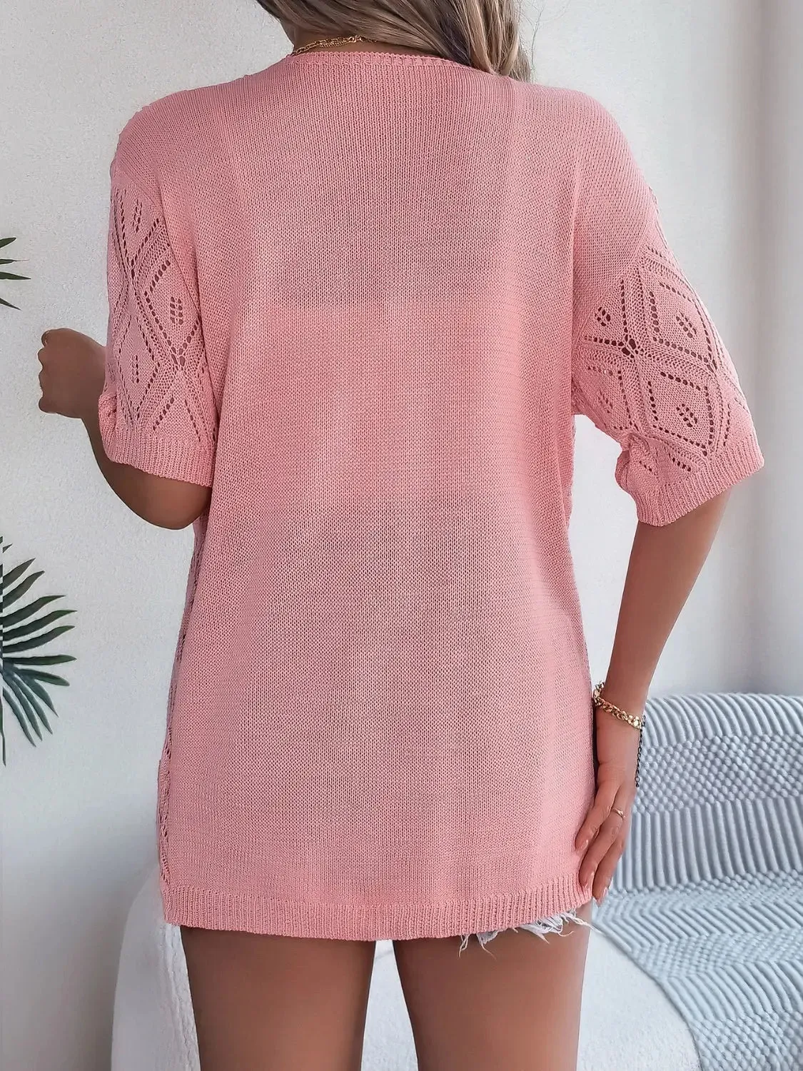 Open Front Half Sleeve Cardigan