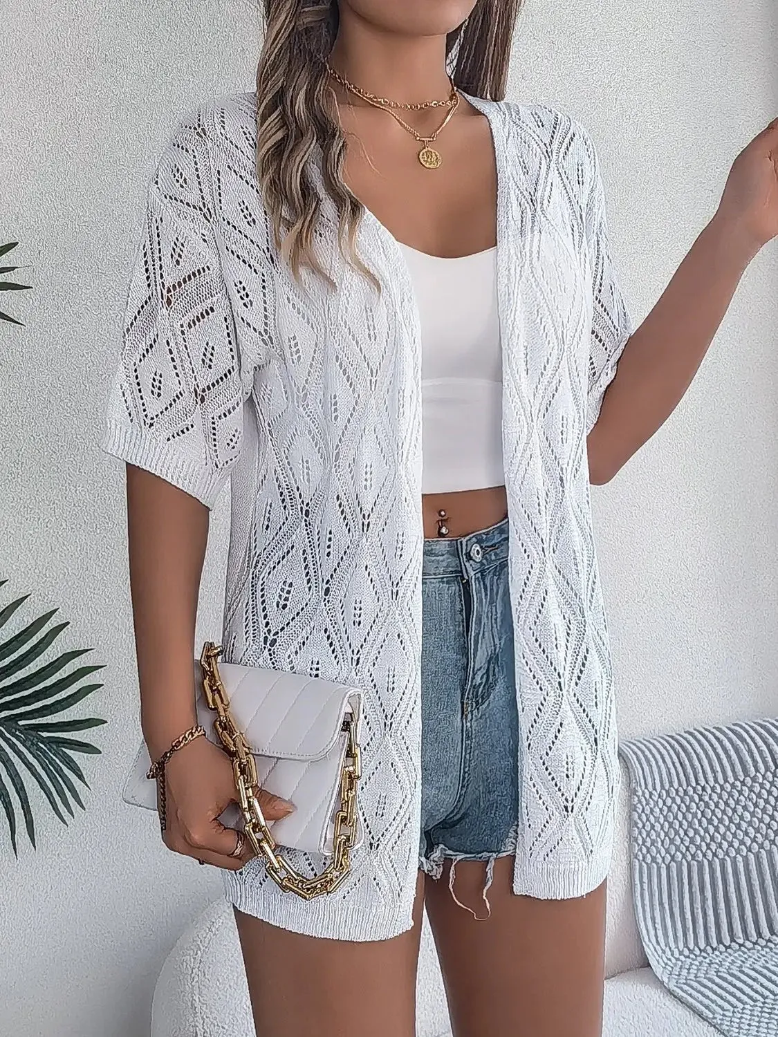 Open Front Half Sleeve Cardigan