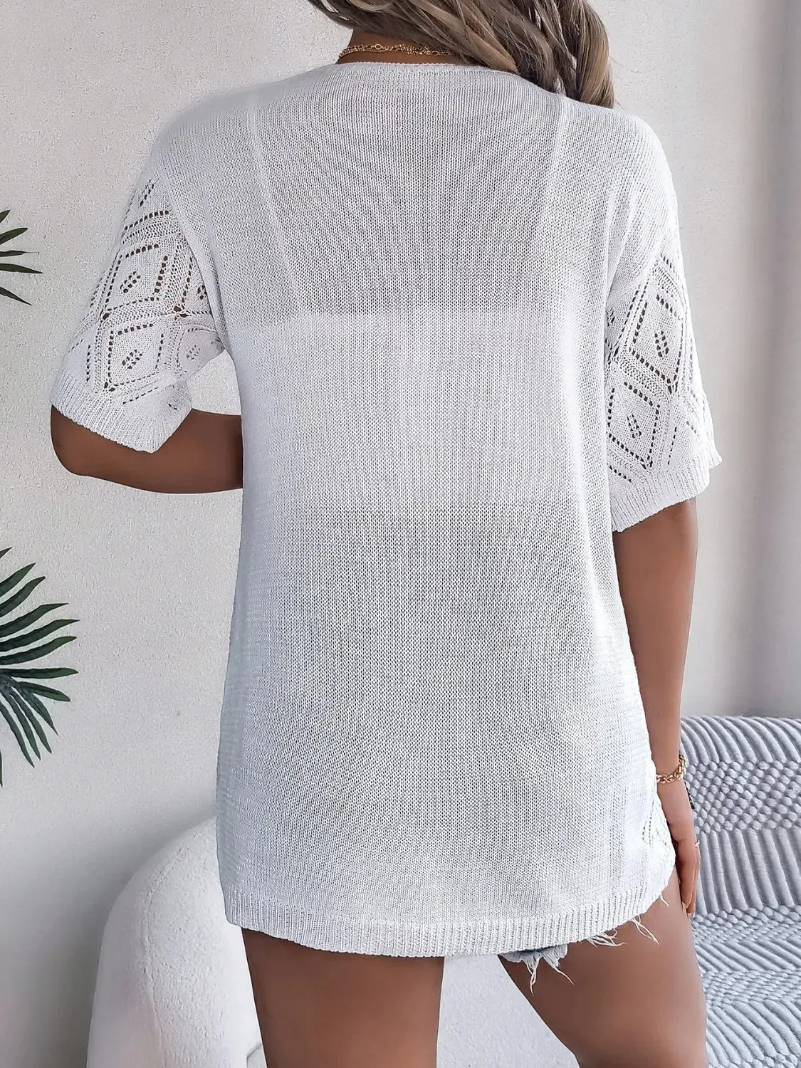 Open Front Half Sleeve Cardigan