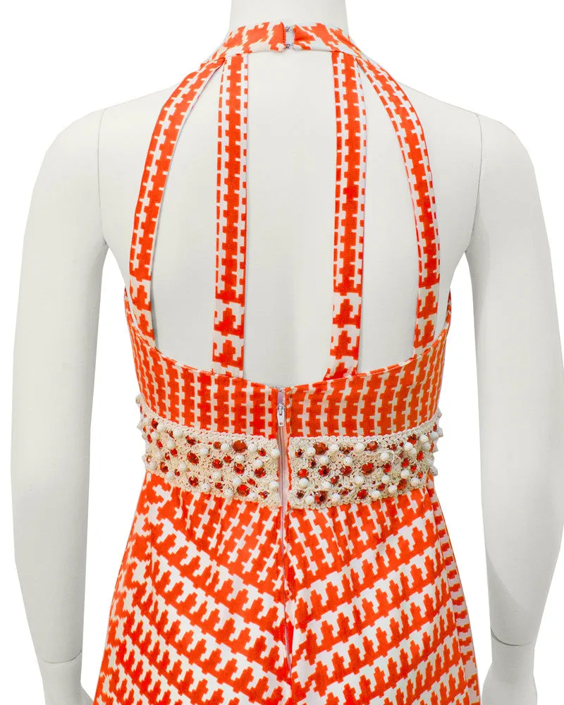 Orange & White Houndstooth Jumpsuit