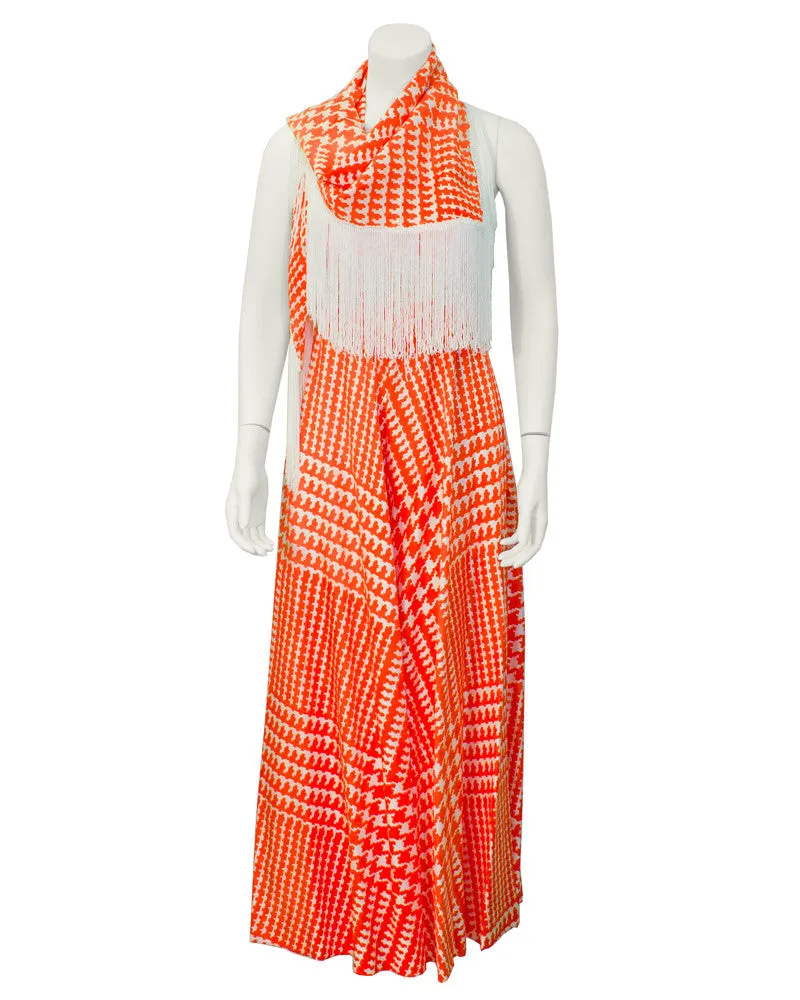 Orange & White Houndstooth Jumpsuit