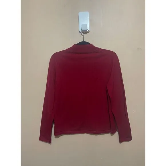 Pendleton Red Silk Blend Mock Neck Sweater Luxurious Knit Long Sleeve Top Size M
