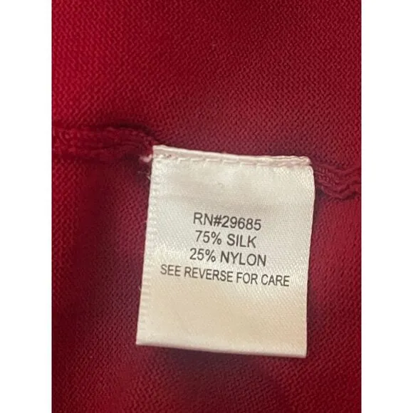 Pendleton Red Silk Blend Mock Neck Sweater Luxurious Knit Long Sleeve Top Size M