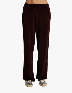 Perfect White Tee Holly Velour Wide Leg Sweatpants in Blackberry