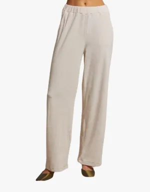 Perfect White Tee Holly Velour Wide Leg Sweatpants in Sugar