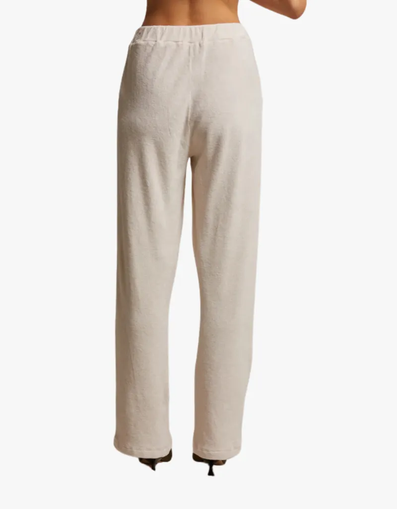 Perfect White Tee Holly Velour Wide Leg Sweatpants in Sugar
