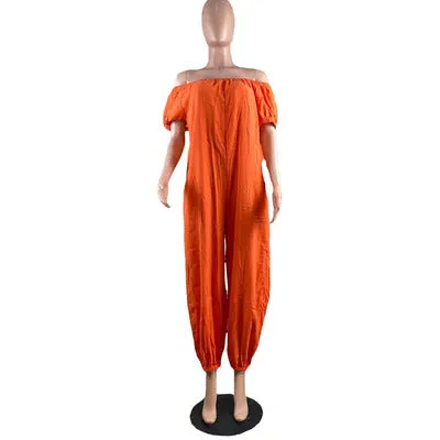 Plus size solid color loose fit jumpsuit AY1173