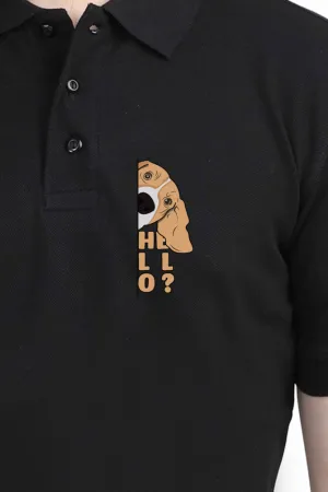 Polo Neck T-Shirt (Men) - Basset Hound Hello (11 Colours)