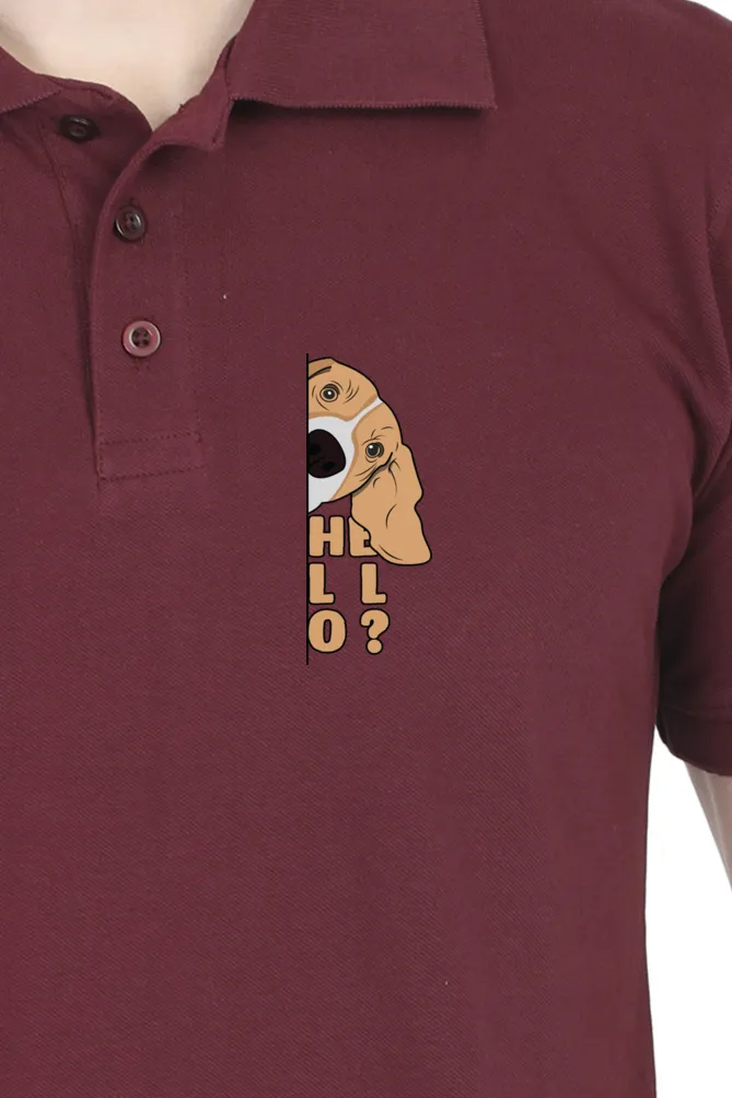 Polo Neck T-Shirt (Men) - Basset Hound Hello (11 Colours)