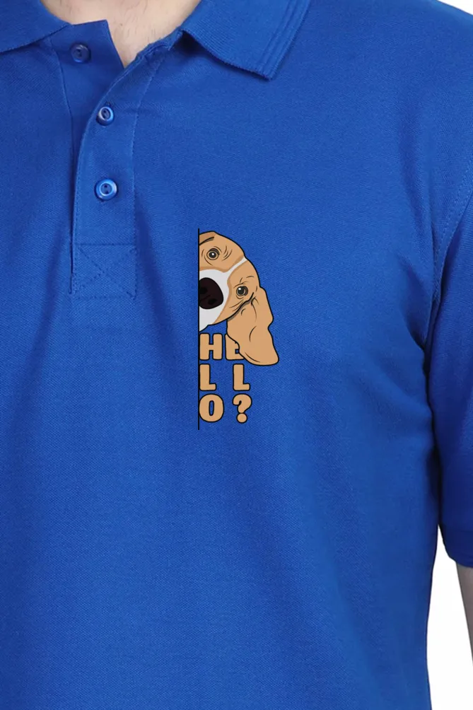Polo Neck T-Shirt (Men) - Basset Hound Hello (11 Colours)