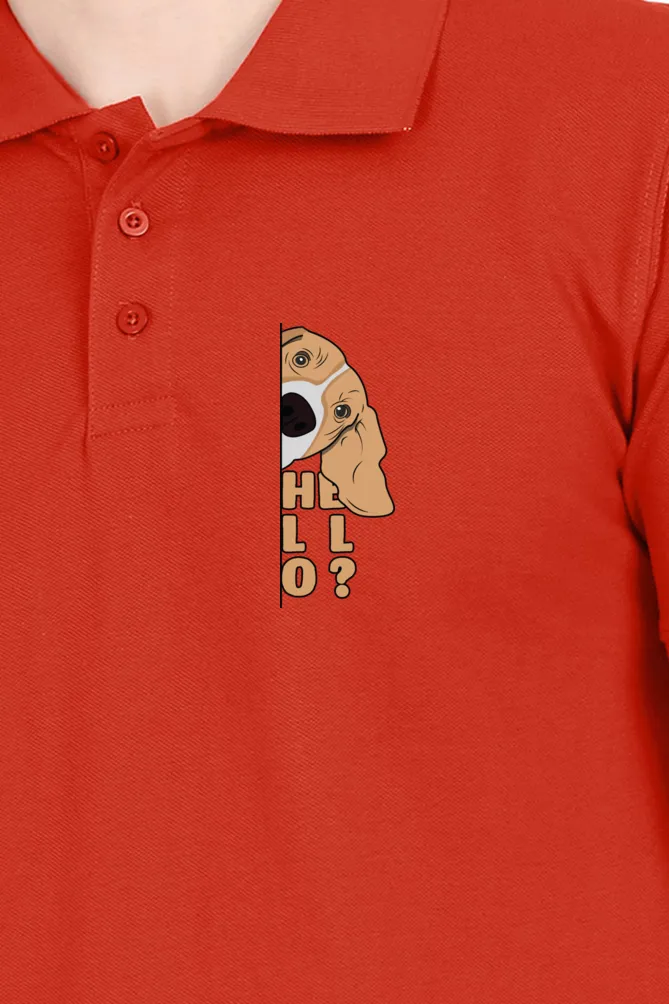 Polo Neck T-Shirt (Men) - Basset Hound Hello (11 Colours)