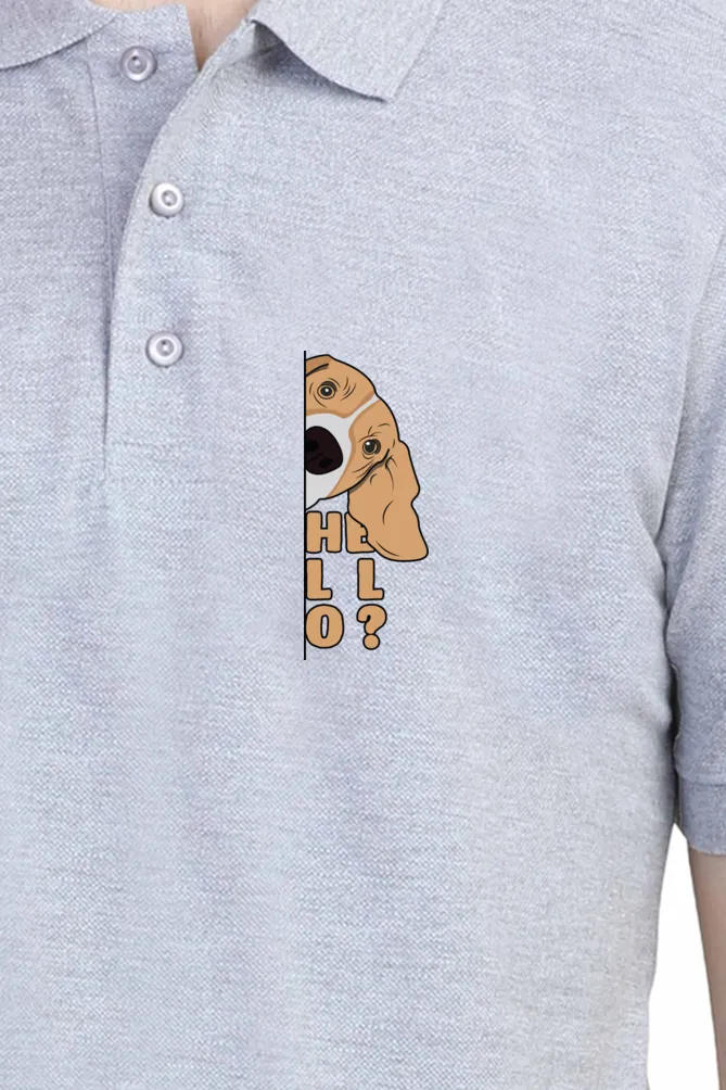 Polo Neck T-Shirt (Men) - Basset Hound Hello (11 Colours)