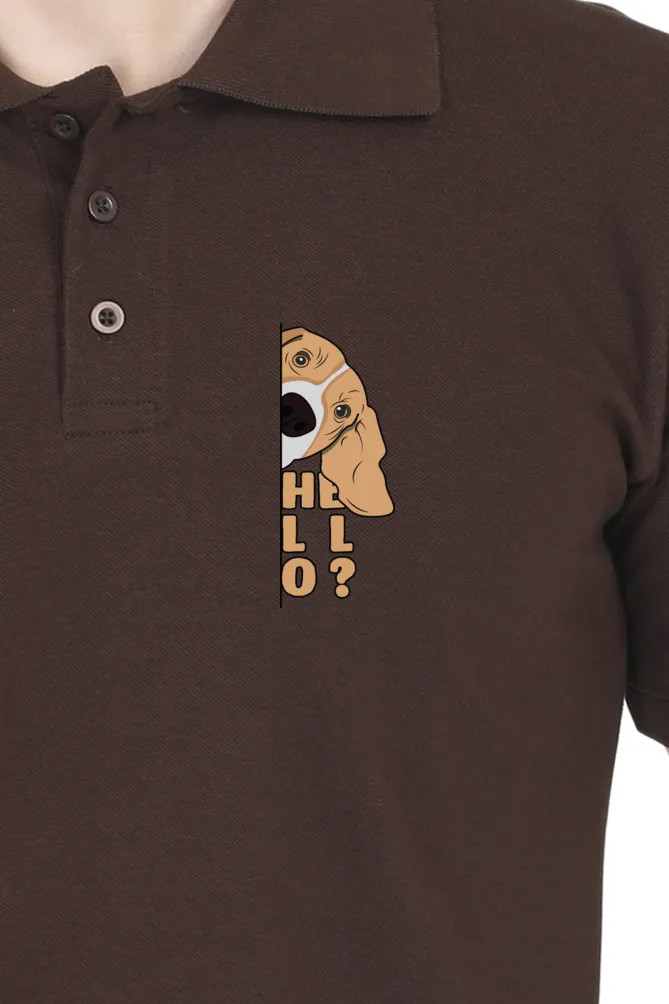 Polo Neck T-Shirt (Men) - Basset Hound Hello (11 Colours)