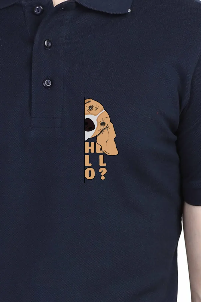 Polo Neck T-Shirt (Men) - Basset Hound Hello (11 Colours)