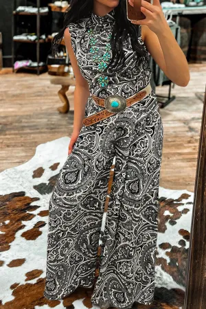 Pretty Paley Print Wide Leg Jumpsuit