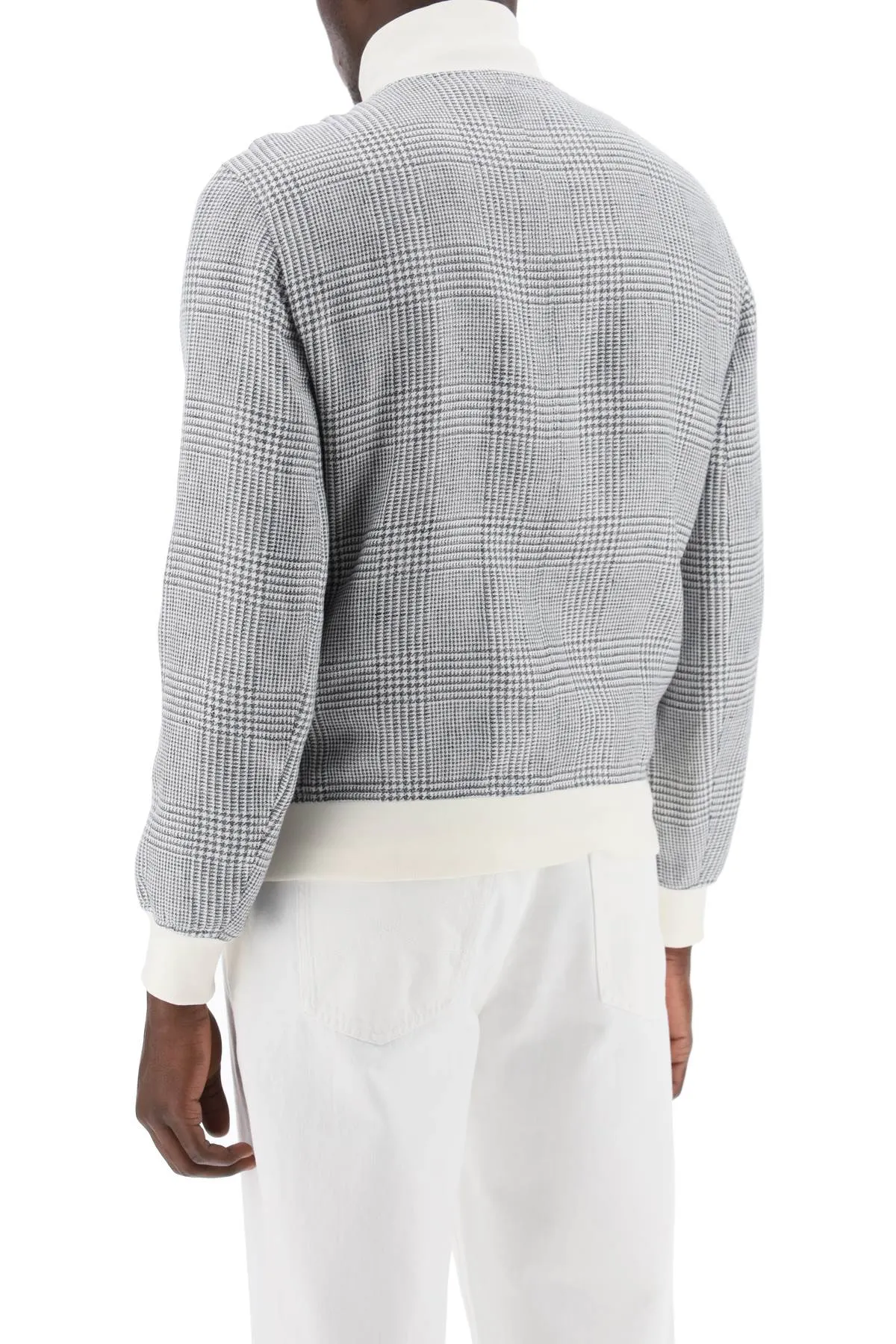 prince of wales check bomber jacket