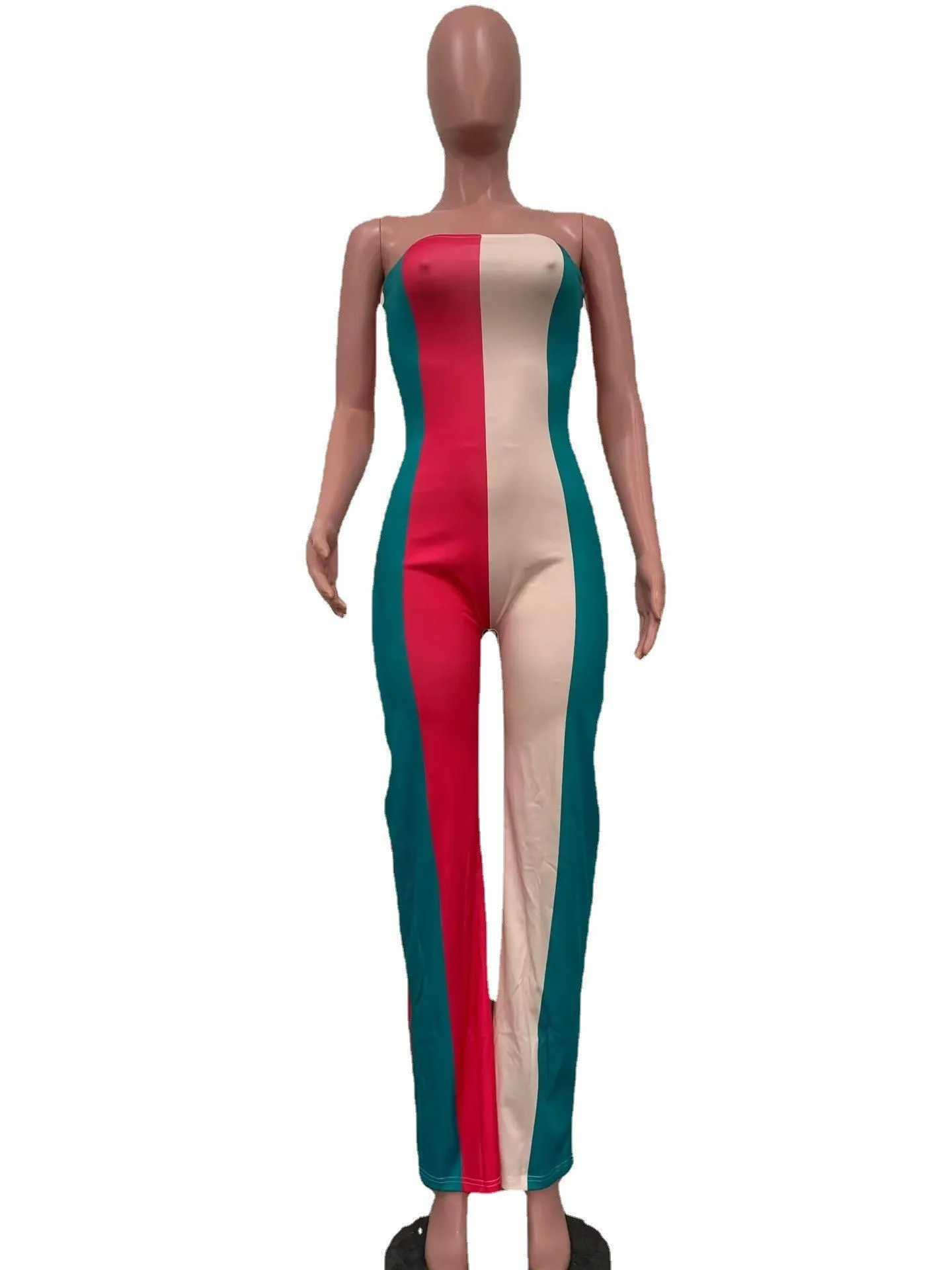 Printed sexy bra wide leg jumpsuit AY2970