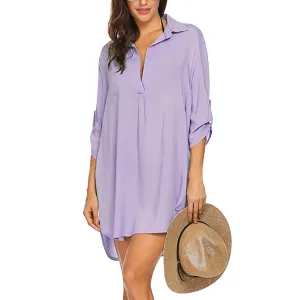 Purple Apple Hem Shirt Dress