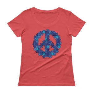 Puzzle Peace Sign Fitted Scoop Neck T-Shirt
