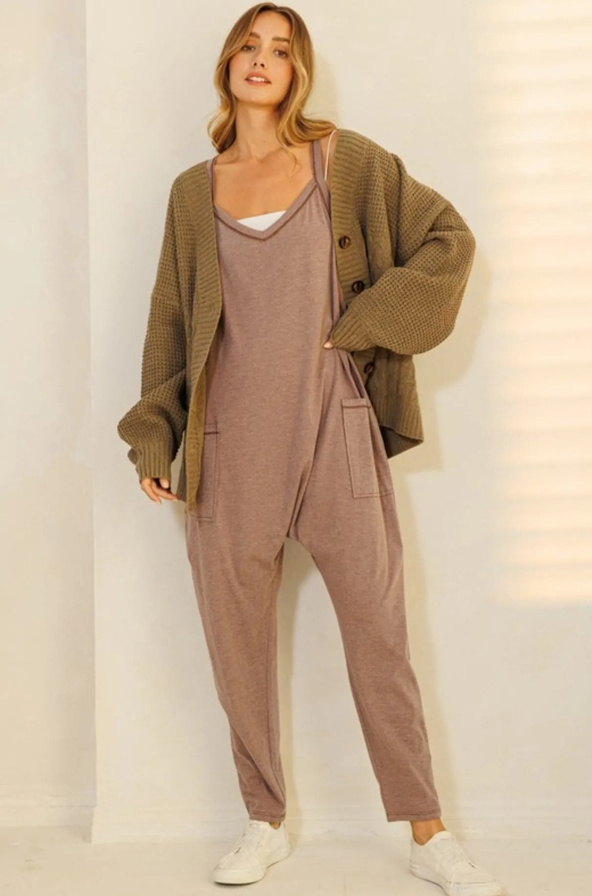 "Better Late Than Never" Solid Harem Jumpsuit